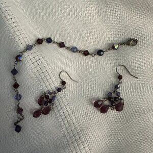 "Purple crystal" bracelet & earrings